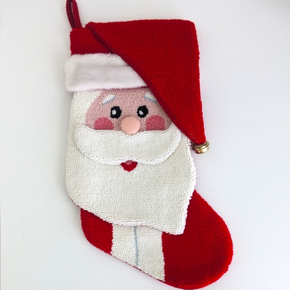 NEW Large Hand Hooked 3D Santa Christmas Stocking Chunky 20.5" - Picture 2 of 13
